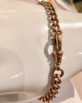 Heavy Solid 9ct Antique Rose Gold Albert Bracelet