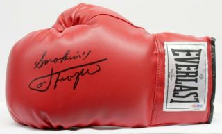 Joe Frazier Signed Autographed Boxing Glove With Custom Case " Smokin " Psa/dna