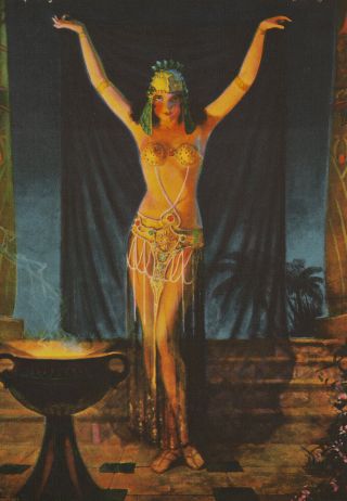Vintage 1930 Very Rare Pin - Up Poster In The Temple Of Isis Eggleston Harem Girl