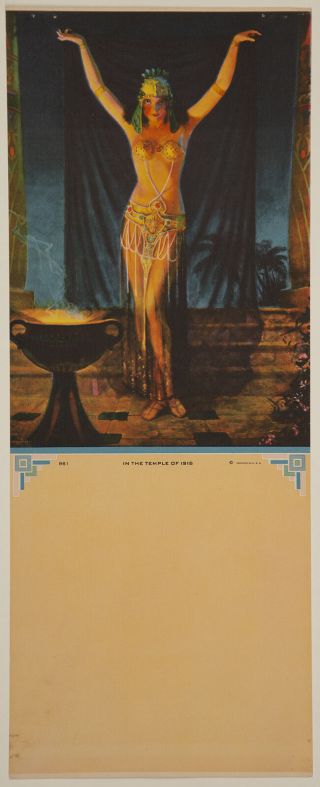 Vintage 1930 Very Rare Pin - Up Poster In The Temple Of Isis Eggleston Harem Girl 2
