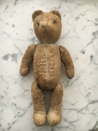 Antique Vintage Straw Filled 11” Teddy Bear Jointed