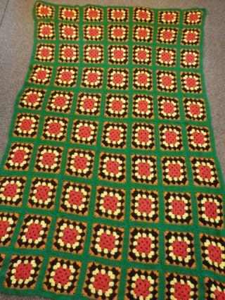 Vintage Handmade Square Quilt Afghan Crochet Throw Blanket 56 " X 80 " Usa (q1)