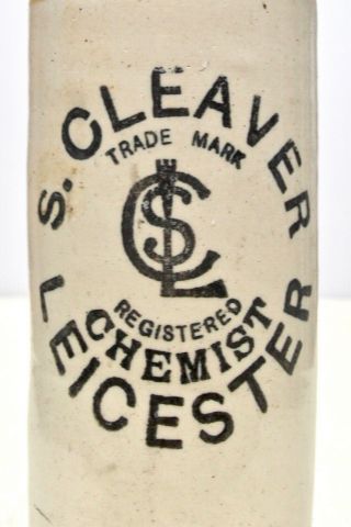 Vintage C1900s Registered Chemist Leicester Two Tone Stone Ginger Beer Bottle