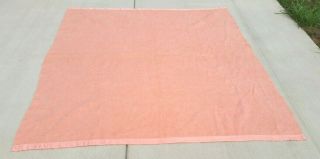 Vintage Kenwood Wool Products Blanket 80” X 73” Peach Pink Very Soft