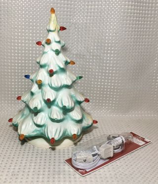 Vintage Union Products Blow Mold Christmas Tree Plastic Table Top 12 " Lights Up