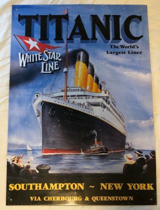 Titanic White Star Line Tin Sign 16”x11”.  Great For Room,  Man Cave,  Dorm Or Bar.