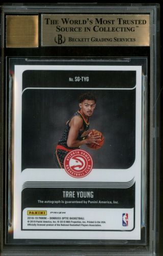 2018 - 19 Panini Optic Choice Red Trae Young Hawks RC Rookie AUTO BGS 9.  5 2