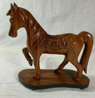 Vintage Hand Carved Wood Wooden 8 - 1/4” Horse Figure Detailed Sculpture Statue