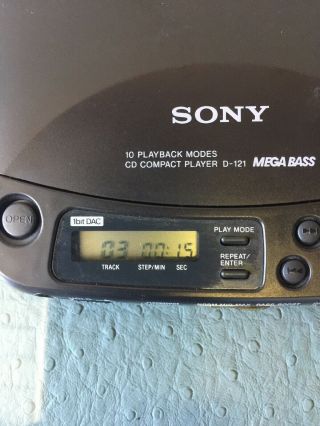 Vintage Sony Discman D - 121 Portable Cd Player/tested,  7.  2b