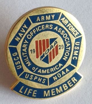 Military Officers Association Of America Life Member Pin Badge Rare Vintage (d6)