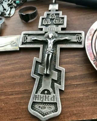 Antique Imperial Russian Silver 84 Orthodox Cross Crucifix
