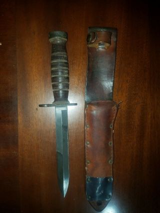 Vintage Fighting Survival Knife U.  S.  Camillus Ny On Blade Military