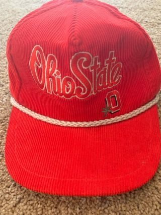 Vintage Ohio State Buckeyes Snapback Hat Cap Corduroy Script Osu Ncaa Rope Hat