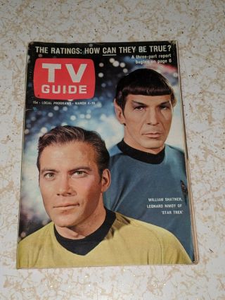 Vintage Tv Guide 1967 1st Star Trek Cover Leonard Nimoy William Shatner No Label