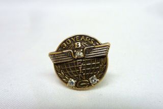 Vintage Boeing 30 Year Service Pin 1/10 10k Gold Filled 3 Real Diamonds I - 10866