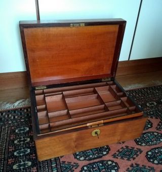 A Large Antique 19th Century Satinwood Box With Key