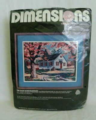 Dimensions The Olde Schoolhouse Needlepoint Kit 1985 Mildred Sands Kratz Vtg