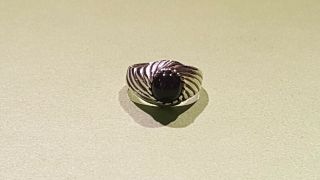 Vintage Sarah Coventry Sterling Silver Black Onyx Swirl Ring Size 5 - 5879