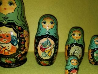 Vintage Russian 5 Piece Nesting Dolls Matryoshka Signed CEPZUEB 1992 3