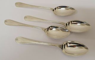 Heavy Set Of 4 Solid Silver 7 1/4 Inch Spoons C1957 Mappin & Webb Ltd 228 Grams
