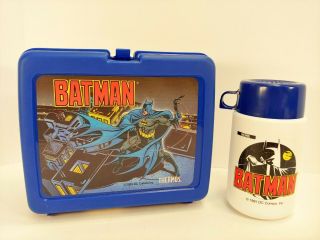 Vintage 1991 Batman Plastic Lunch Box With Thermos Dc Comics