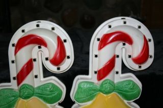 Vintage RARE Christmas Candy Canes Wall Outdoor Decoration With Bells Blow Mold 2