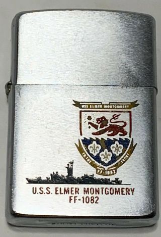 Vintage 1990 Uss Elmer Montgomery Ff - 1082 Zippo Lighter