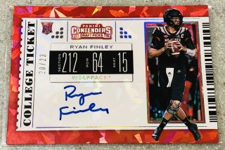 Ryan Finley 2019 Contenders Draft Rookie Ticket Cracked Ice Auto 20/23
