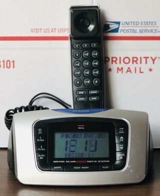 Vintage GE AM/FM Radio Alarm Telephone Clock General Electric Model 29297GE3 - A 3