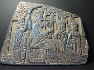 Neareastern The Most Rare Sassan King Old Lapiz Stone Historical Relief Tile