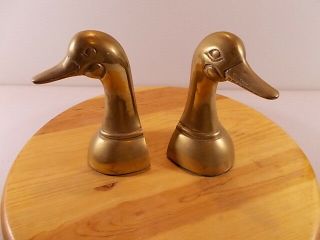 Vintage Heavy Ducks Bookends Solid Brass Hand Crafted In Korea