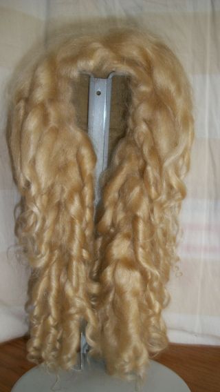 Antique Style Blonde Mohair Wig For French Or German Doll With Extenions Large