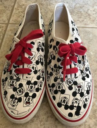 Vintage 1990 Walt Disney Mickey Mouse Vans Tennis Shoes Sneakers D01 - 6 Authentic