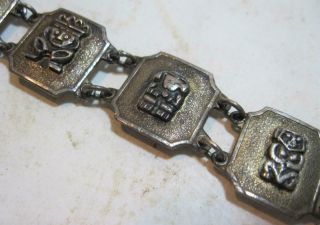 Vintage Mexico Sterling Silver Mayan Aztec Tribal Panel Bracelet 21.  6g 7 