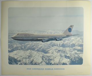 Vintage 1969 Print Pan Am 747 Airliner Over The Cascades - Vi - 72