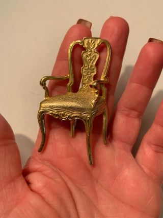 Vintage Gold Tone Jj Signed Chair Brooch Pin