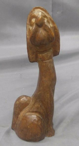 Old Vintage Hand Carved Wooden Poodle Dog Figure Figurine Wood Carving