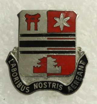 Vintage Us Military Dui Pin 802nd Engineer Battalion Laboribus Nostris Aereant