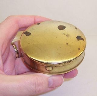 Vintage Ww1 Brass Pocket Snuff Tin Box - E.  Brookes - Hanley - Electric