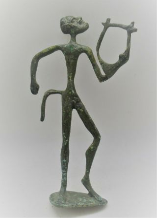 Very Interesting Ancient Near Eastern Bronze Statue Male Figure