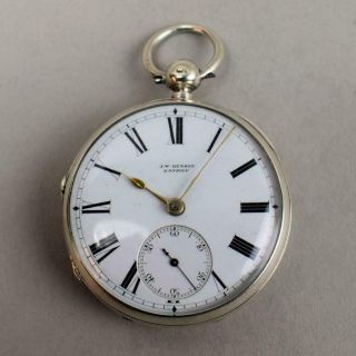 Antique Silver Open Face J.  W.  Benson Fusee Pocket Watch London 1881