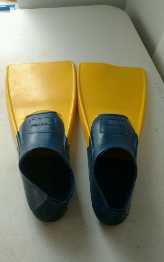 Us Divers Swim Fins Blue Yellow Youth Large Size 1 - 3 Vintage