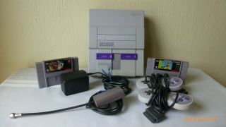 Vintage Nintendo Snes System Console With Controllers 2 Games Bundle