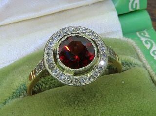 Vintage 14k rose gold platinum ART DECO ANTIQUE GARNET DIAMOND FILIGREE ring 2