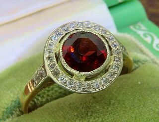 Vintage 14k rose gold platinum ART DECO ANTIQUE GARNET DIAMOND FILIGREE ring 3