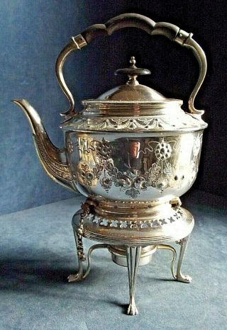 Good Large 12 " Silver Plated Spirit Kettle On Stand C1910 By Walker & Hall