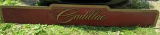 Large Antique Wood Hand Painted Cadillac Car Dealership Sign Advertising