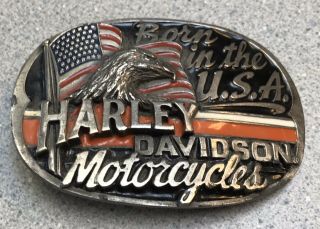 Vintage Harley Davidson Belt Buckle 1991 Born In The Usa