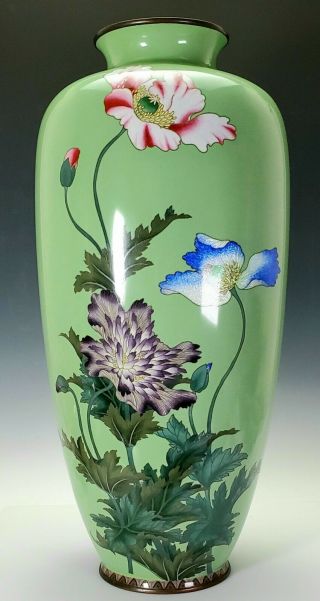 Large,  Antique 19th C.  Japanese Meiji Period Cloisonne Enamel Floor Vase - 18.  5 "