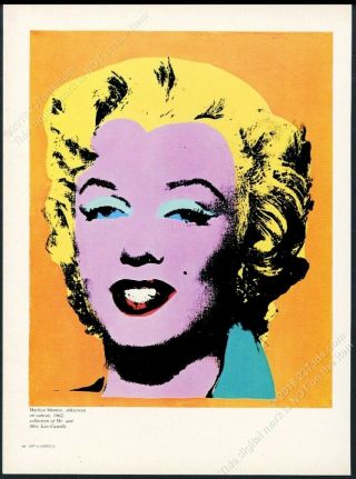 1972 Andy Warhol Marilyn Monroe Classic 1962 Portrait Vintage Print Article